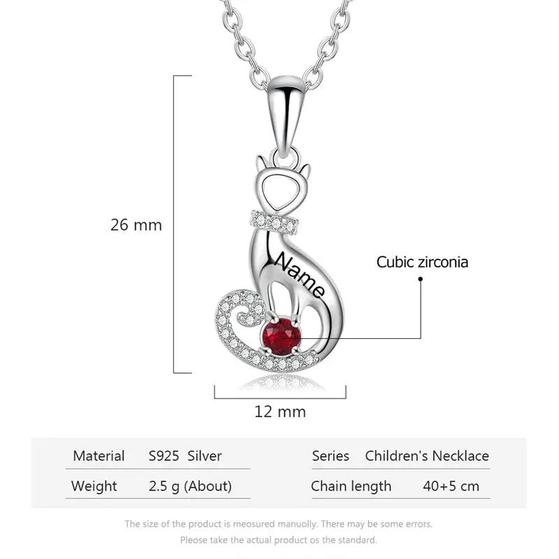 925 Sterling Silver One Birthstone Necklace-4