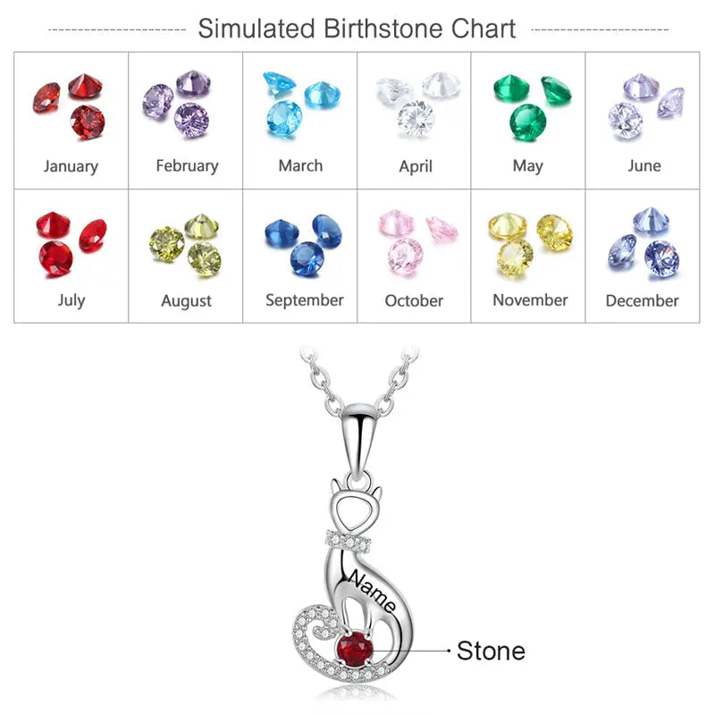 925 Sterling Silver One Birthstone Necklace-5