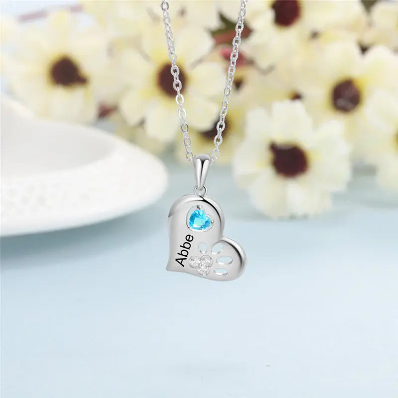 925 Sterling Silver One Birthstone Necklace-2