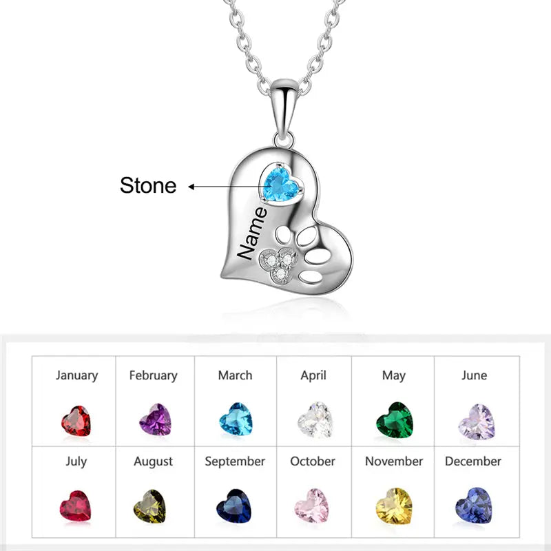 925 Sterling Silver One Birthstone Necklace-4