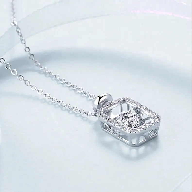 925 Sterling Silver Pendant For Women Wedding Jewelry Twinkle Setting Moissanite Stone Pendant Necklace-3