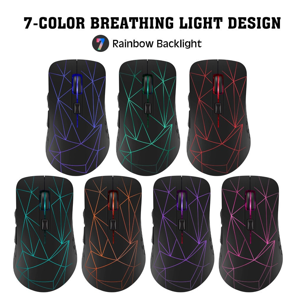 Dual mode wireless mouse silent office colorful illuminated charging Bluetooth mouse for laptops