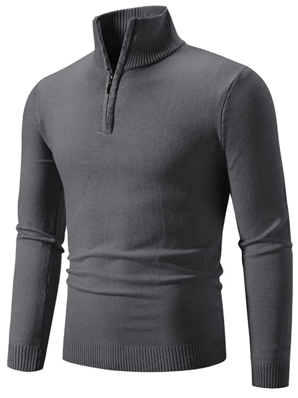 Men’s Plus-Size Quarter-Zip Long-Sleeve Jumper