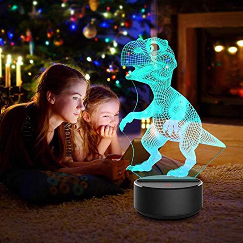 Halloween 3D Dinosaur LED Lamp 7 Colors Touch Control Night Light Kids Gifts Living Room Bedroom Table Decoration - Memoriex 