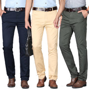 Men's casual pants fashionable stretch cotton slim fit straight leg long pants thin men's pants - Memoriex