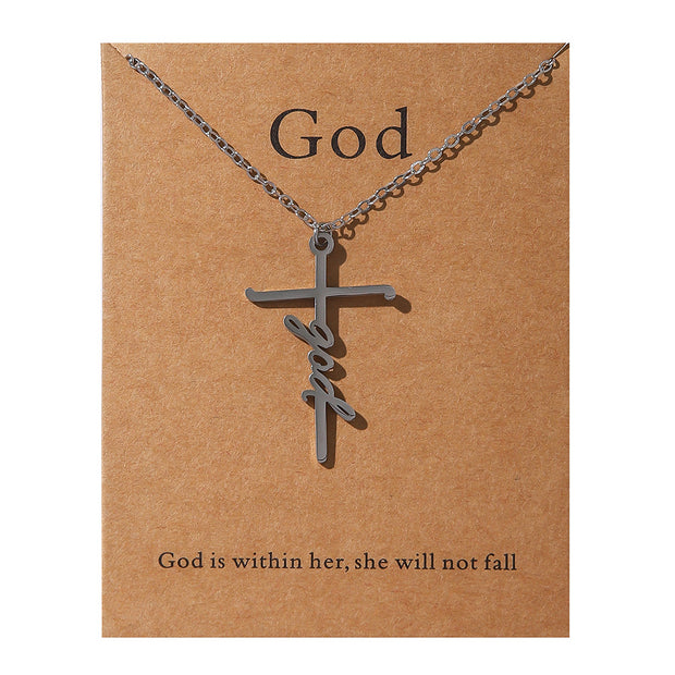 Faith Religious Gift Stainless Steel Cross Collarbone Chain Sweater Chain - Memoriex