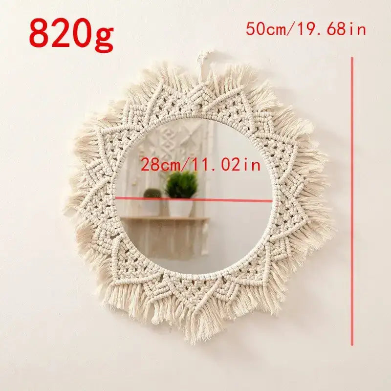 Macrame Wall Mirror Round - Memoriex 