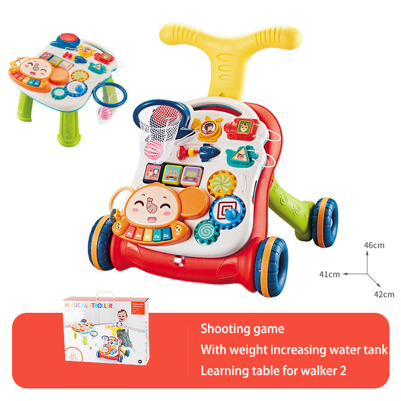 Baby Hand Push Toddler Toys Children's Music Glide Baby Anti-Rollover Multifunctional Walker - Memoriex 