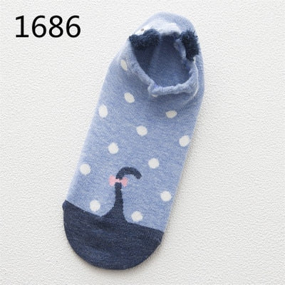 Cute Animal Cotton Socks Female Kawaii Cat With Dog Summer Short Socks Slippers Women Casual Soft Funny Boat Socks - Memoriex 