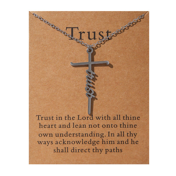 Faith Religious Gift Stainless Steel Cross Collarbone Chain Sweater Chain - Memoriex