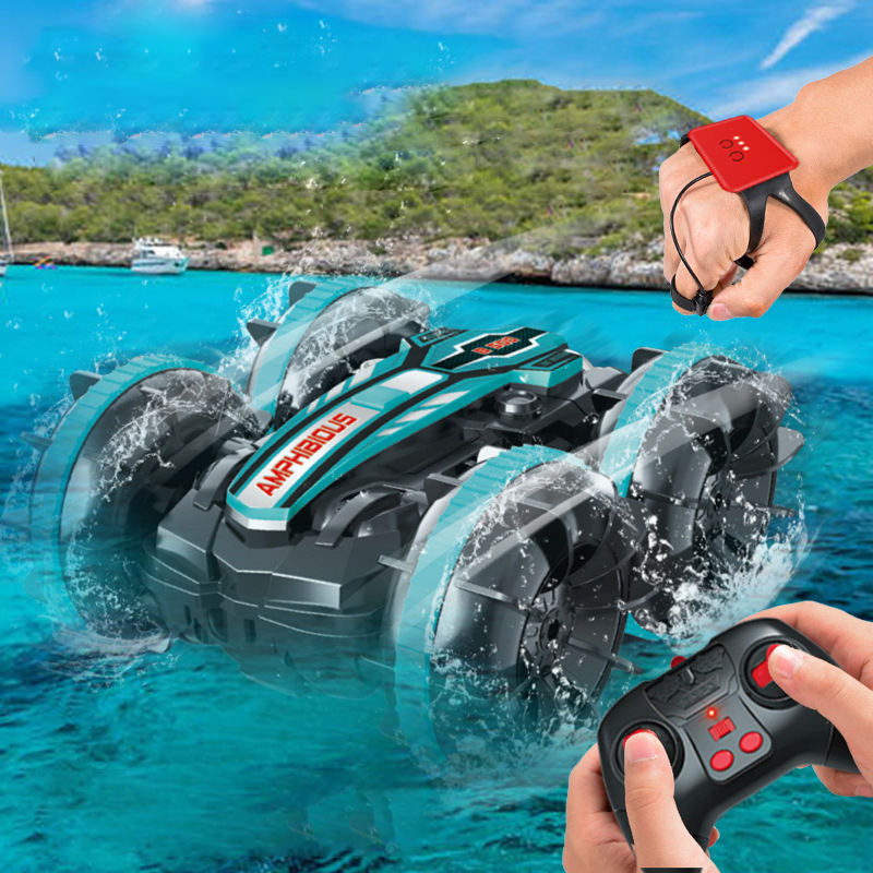 4WD Amphibious Stunt Car 2.4G Remote Control Waterproof Double-Sided Driving Tank Car Children's Toy Remote Control Car - Memoriex 