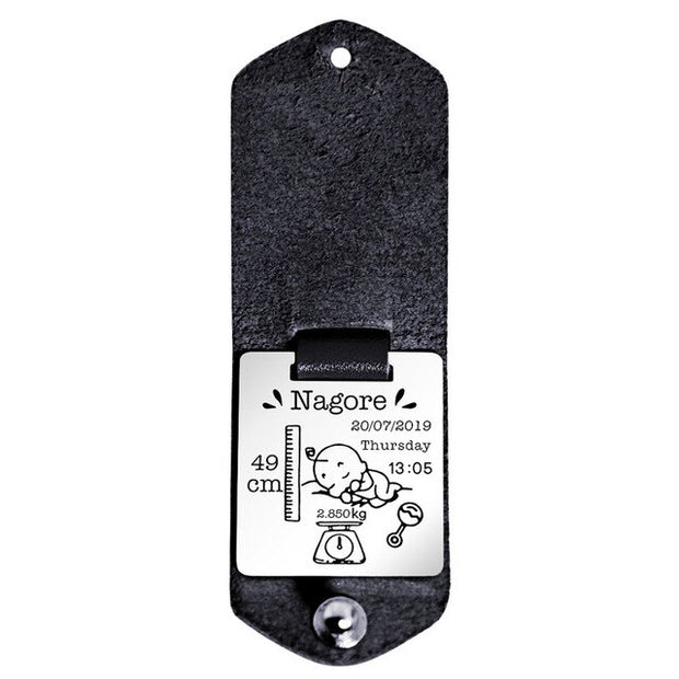 Personalised Baby Birth Keyring | Leather & Steel Keepsake | Unique New Parents Gift | Memoriex - Memoriex