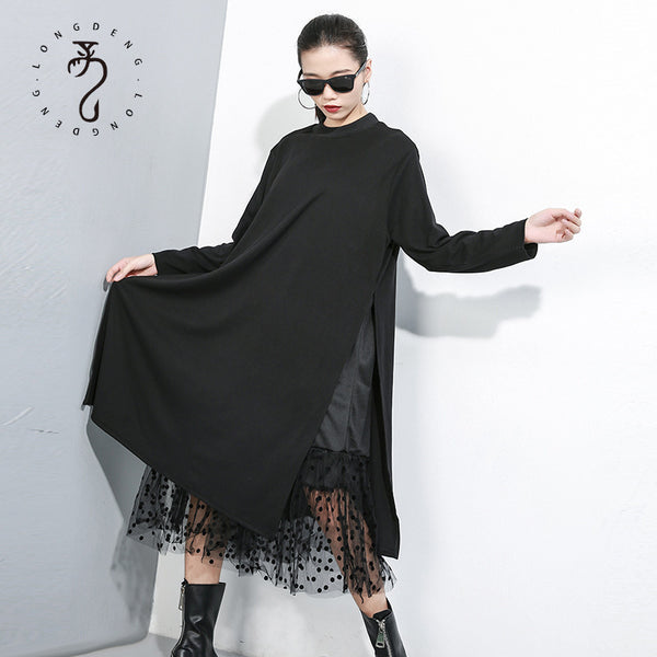 Women’s  Mesh Faux Two-Piece Midi Dress