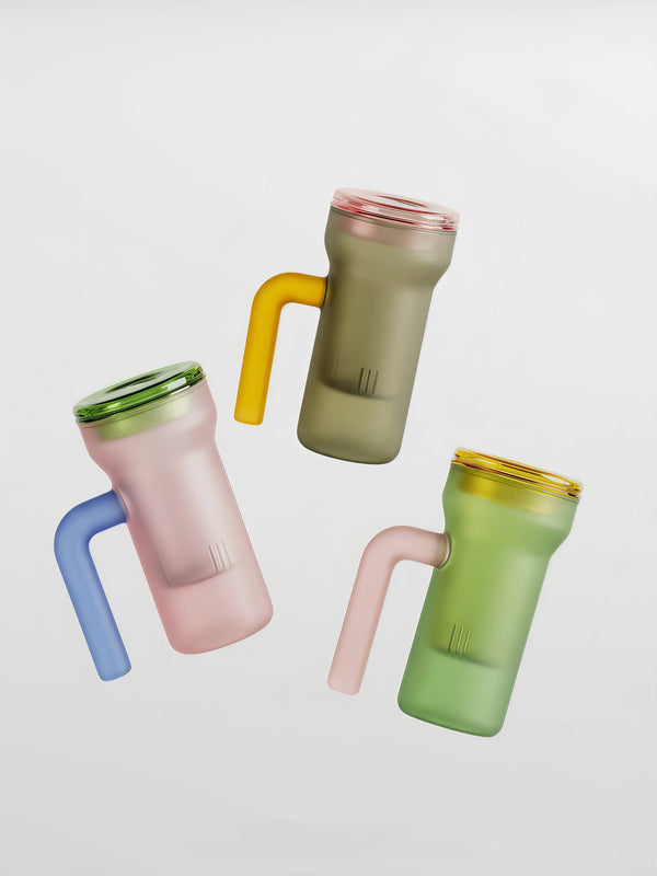 Color Play Lidded Glass Tea Infuser Mug – Cute Dopamine Loose Leaf Tea Cup for the Office, Dishwasher Safe-0