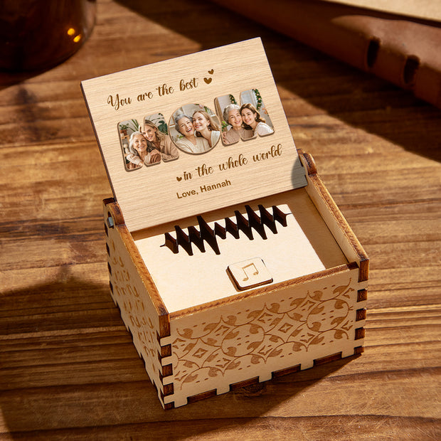 Personalised Wooden Music Box with Custom Photo & Voice Message | Gift for Mum - Memoriex