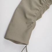 A niche suit top for women's autumn new style with drawstring design personalized loose jacket - Memoriex 