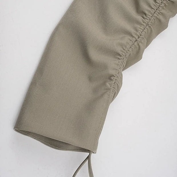 A niche suit top for women's autumn new style with drawstring design personalized loose jacket - Memoriex 