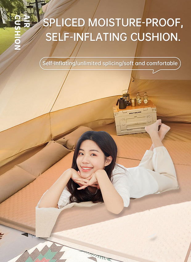 Product camouflage Can Be Spliced Self Inflating Cushion Air Mattress Camping Mat With Pillow - Memoriex