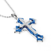 Dark Knight Same Men's Crystal Cross Pendant Silver Gold Black Dominant Pendant Necklace - Memoriex