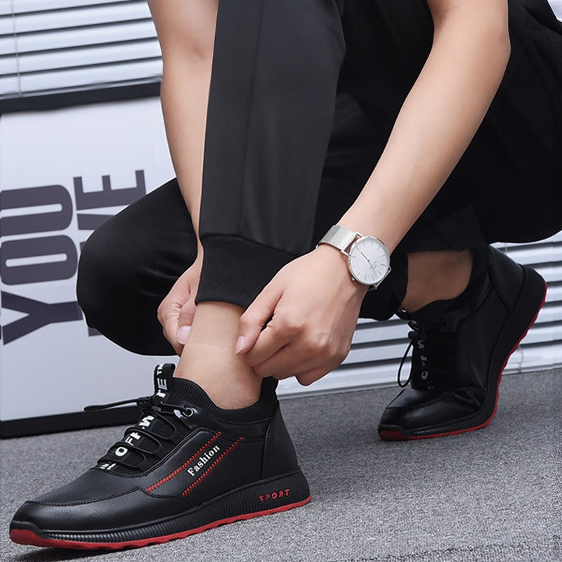 Autumn and winter men's trendy shoes, casual single shoes, men's running sports shoes, new breathable leather shoes