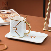 Gold-Painted Coffee Cup And Saucer Set Creative Bag Shape Snack Ceramic Saucer Mug - Memoriex