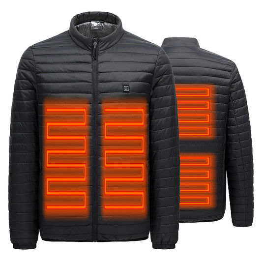 Intelligent heating cotton jacket USB charging heating cotton jacket for male and female couples Korean version warm jacket with four zones heating - Memoriex 