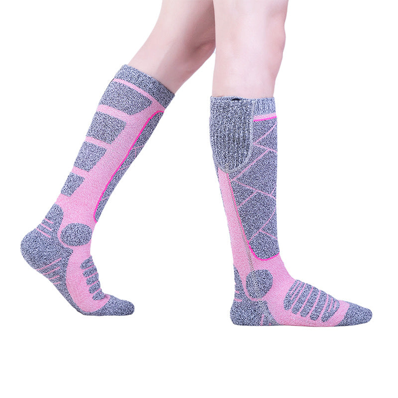 Full Foot Heat Socks Winter USB Charging Warm Heat Socks Pink Skiing Electric Heat Socks - Memoriex 