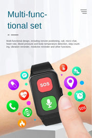 A70 Elderly GPS Positioning Watch Locator With Heart Rate Measurement Body Temperature Smart Bracelet - Memoriex 