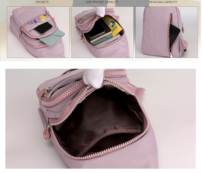 New trendy and fashionable multi-layer chest bag for women, simple and lightweight nylon fabric shoulder bag, Korean version leisure travel crossbody backpack - Memoriex 