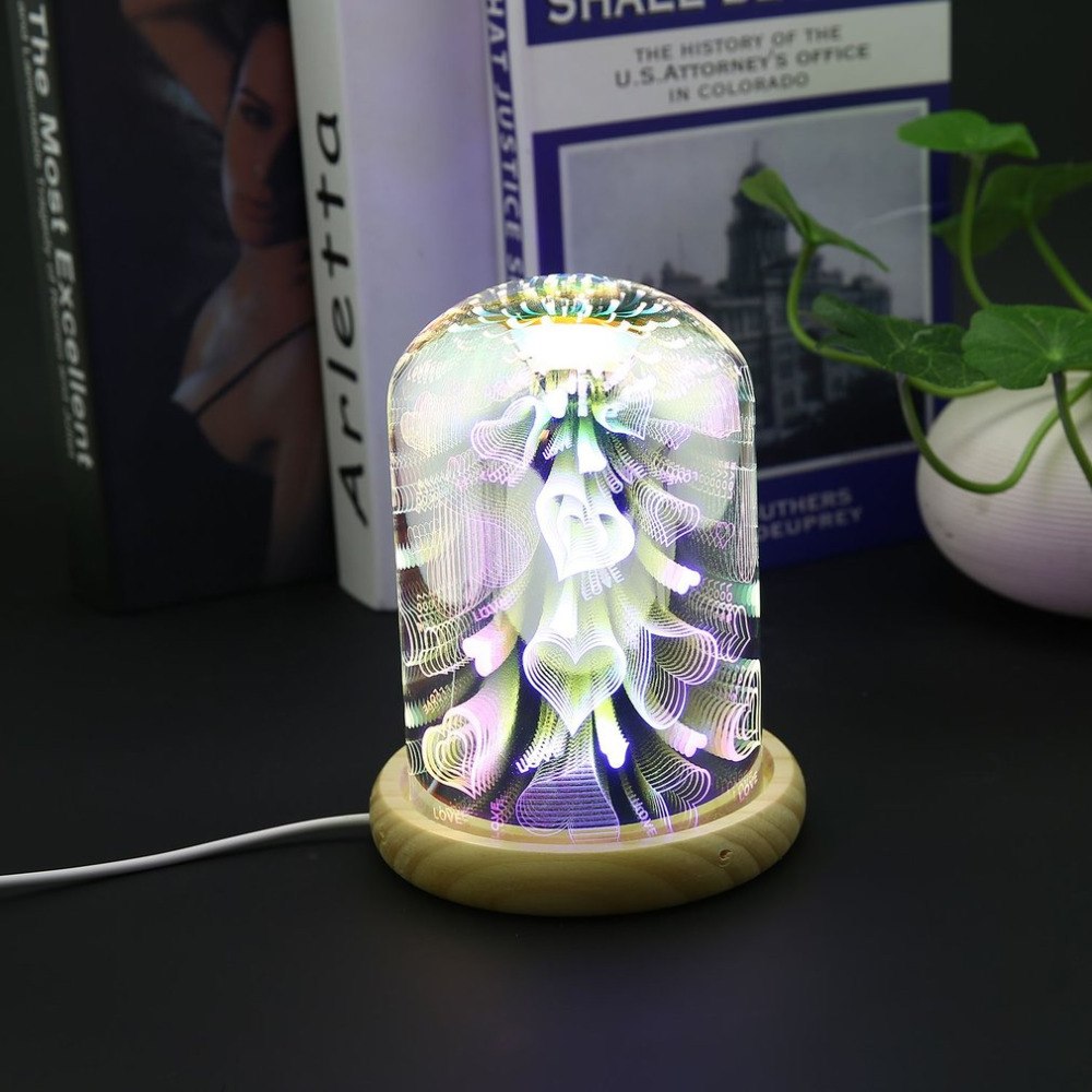 3D Night Light Magic Desk Table Lamp with Glass Cover LED USB Atmosphere Light 37D