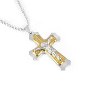 Dark Knight Same Men's Crystal Cross Pendant Silver Gold Black Dominant Pendant Necklace - Memoriex