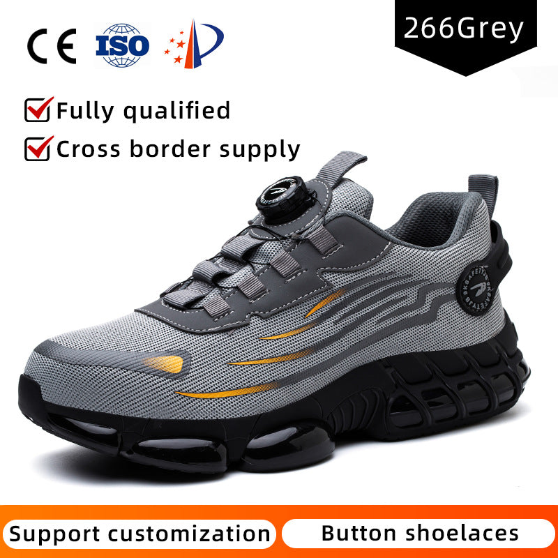 Button on/off no tie wear-resistant shoes anti smashing and anti piercing breathable and safe shoes for summer