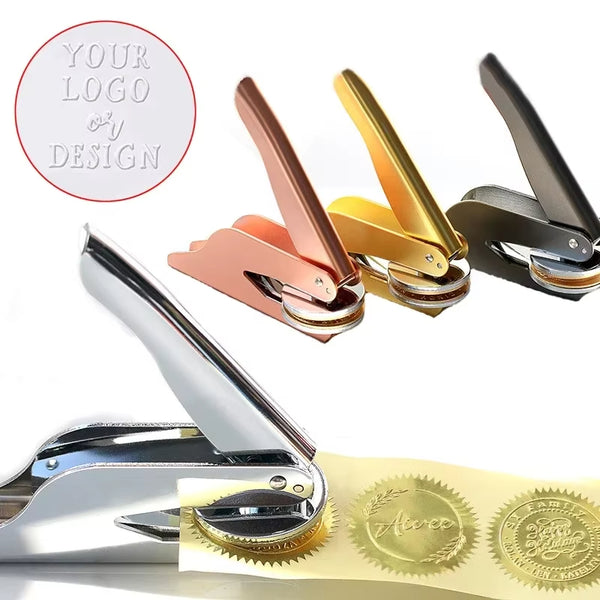 Custom Logo Stainless Steel Embosser Stamp, Personalised Paper Press