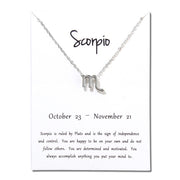 Birthday Gifts 12 Constellation Zodiac Pendant Necklace With White Card - Memoriex