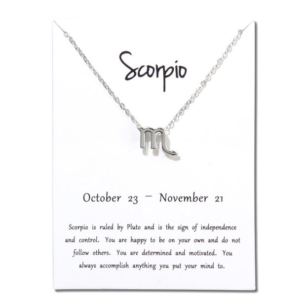 Birthday Gifts 12 Constellation Zodiac Pendant Necklace With White Card - Memoriex