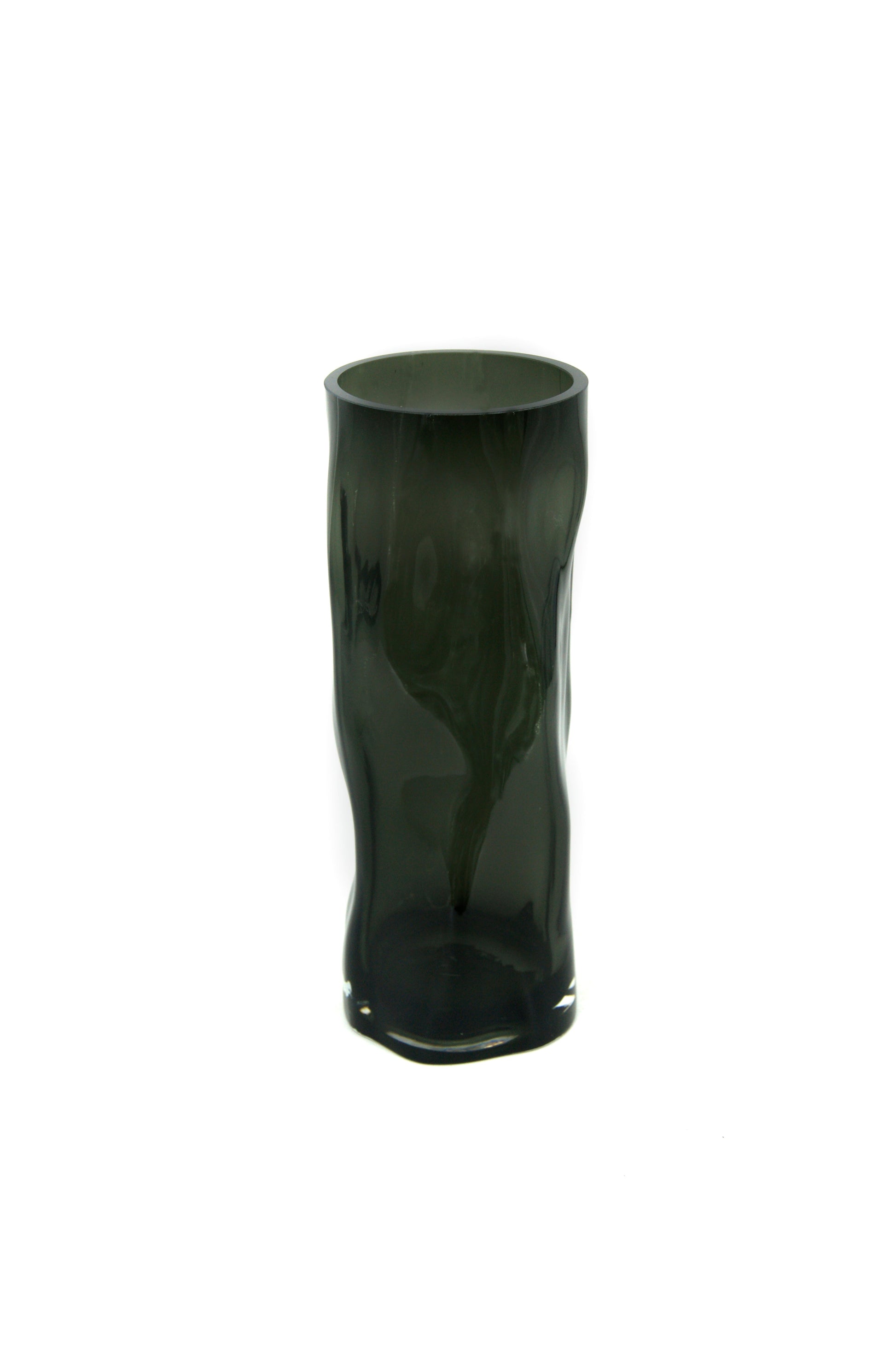 Tall cylindrical vase with irregular form, like black wood. ABU40GR-1