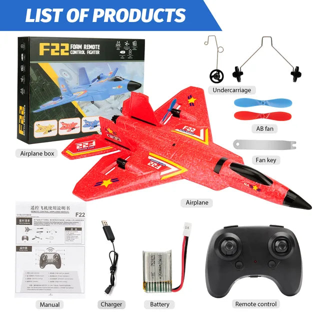 RC Flugzeug F22 raptor Hubschrauber Fernbedienung flugzeug 2,4G Flugzeug Fernbedienung EPP Schaum flugzeug Kinder spielzeug - Memoriex 