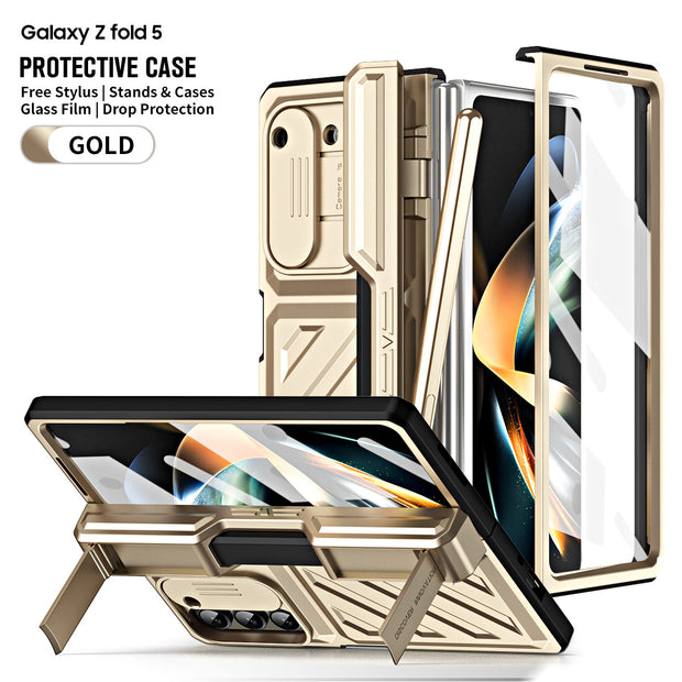 Samsung Galaxy Z Fold 5 Case with Hinge Protection, Military-Grade Drop-Proof, Built-in Kickstand & S Pen Holder, Full Body Cover for Z Fold5 - Memoriex