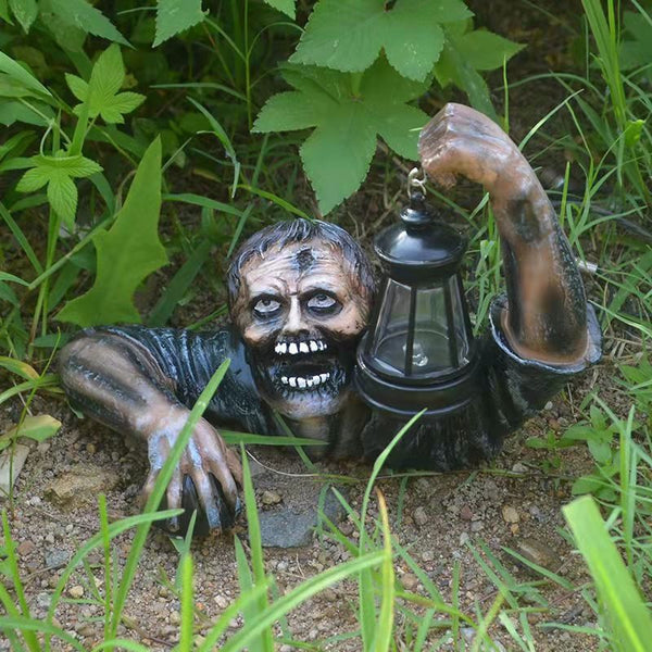 Halloween Resin Zombie Lantern Ornament – 19 cm
