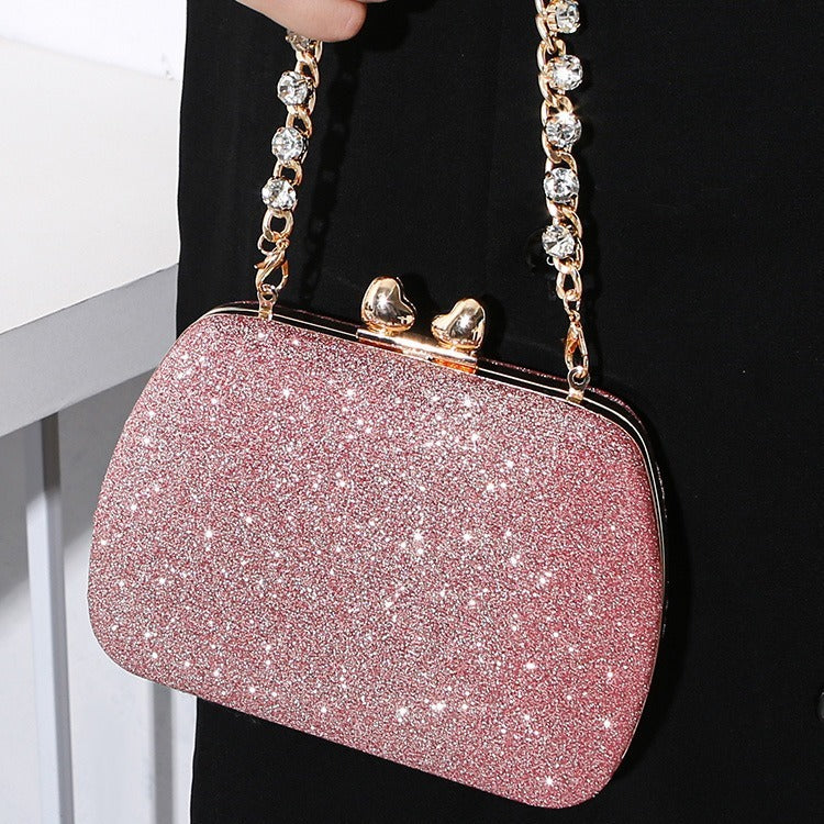 Little Love Water Diamond Chain Handheld Crossbody Small Square Bag Celebrity Banquet Handheld Bag - Memoriex 