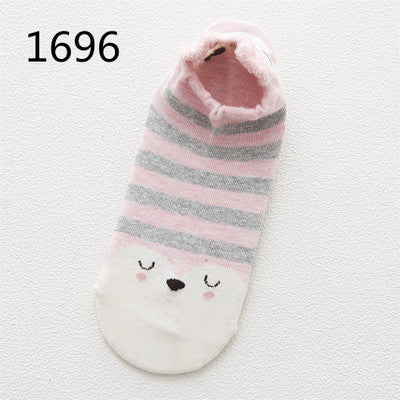 Cute Animal Cotton Socks Female Kawaii Cat With Dog Summer Short Socks Slippers Women Casual Soft Funny Boat Socks - Memoriex 