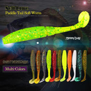 AFISHLURE 6pcs/lot T Tail Soft Worm 3.2g 75mm Paddle wobbler fishing lure for bass Fishing Bait Grub Swimbait - Memoriex 