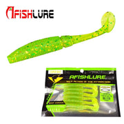 AFISHLURE 6pcs/lot T Tail Soft Worm 3.2g 75mm Paddle wobbler fishing lure for bass Fishing Bait Grub Swimbait - Memoriex 