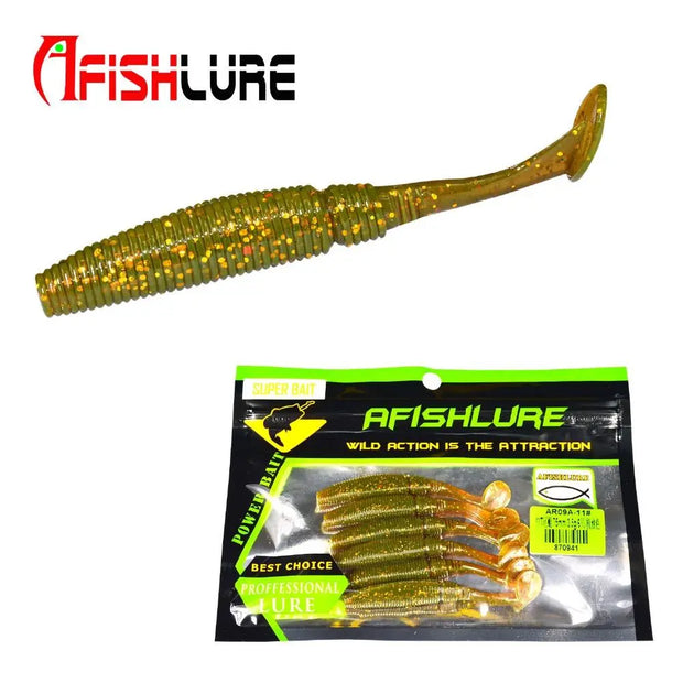 AFISHLURE 6pcs/lot T Tail Soft Worm 3.2g 75mm Paddle wobbler fishing lure for bass Fishing Bait Grub Swimbait - Memoriex 