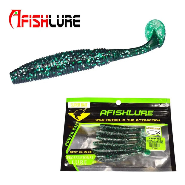 AFISHLURE 6pcs/lot T Tail Soft Worm 3.2g 75mm Paddle wobbler fishing lure for bass Fishing Bait Grub Swimbait - Memoriex 