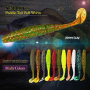 AFISHLURE 6pcs/lot T Tail Soft Worm 3.2g 75mm Paddle wobbler fishing lure for bass Fishing Bait Grub Swimbait - Memoriex 