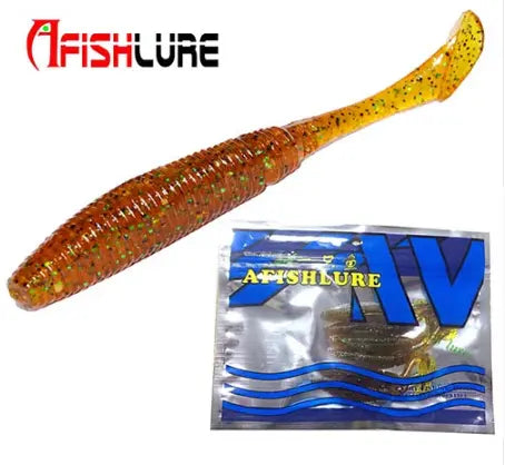 AFISHLURE 6pcs/lot T Tail Soft Worm 3.2g 75mm Paddle wobbler fishing lure for bass Fishing Bait Grub Swimbait - Memoriex 