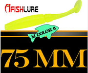 AFISHLURE 6pcs/lot T Tail Soft Worm 3.2g 75mm Paddle wobbler fishing lure for bass Fishing Bait Grub Swimbait - Memoriex 