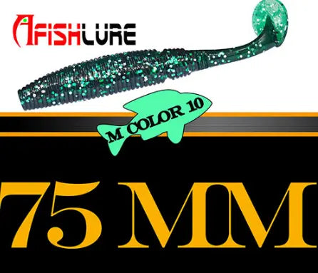 AFISHLURE 6pcs/lot T Tail Soft Worm 3.2g 75mm Paddle wobbler fishing lure for bass Fishing Bait Grub Swimbait - Memoriex 