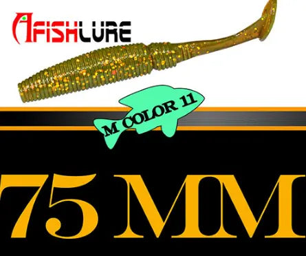 AFISHLURE 6pcs/lot T Tail Soft Worm 3.2g 75mm Paddle wobbler fishing lure for bass Fishing Bait Grub Swimbait - Memoriex 